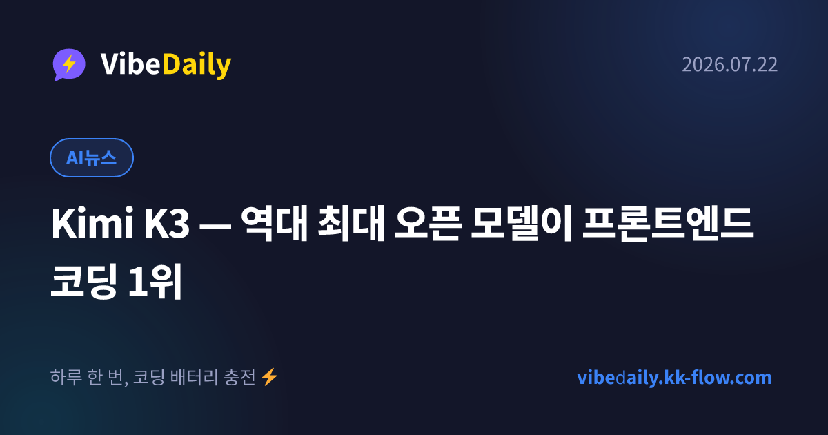 Kimi K3 — 역대 최대 오픈 모델이 프론트엔드 코딩 1위