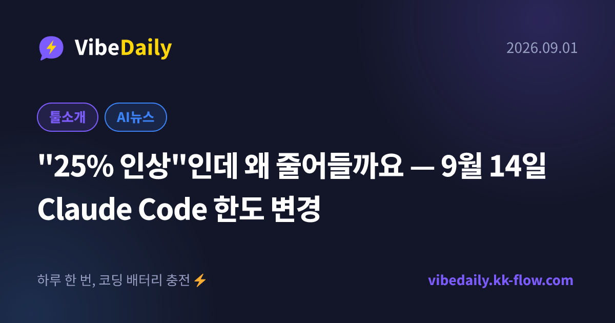 "25% 인상"인데 왜 줄어들까요 — 9월 14일 Claude Code 한도 변경